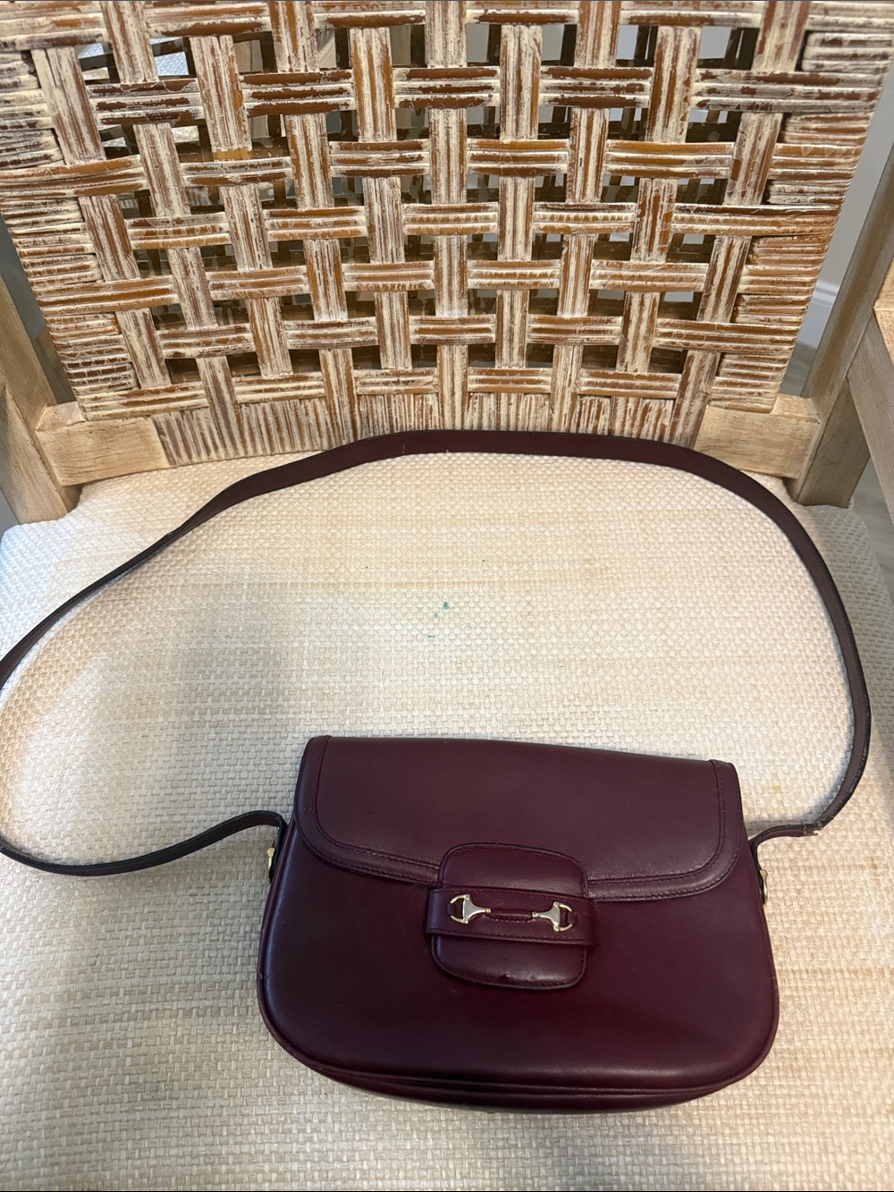 Gucci Burgundy Leather Shoulder Bag with Gold Hardware